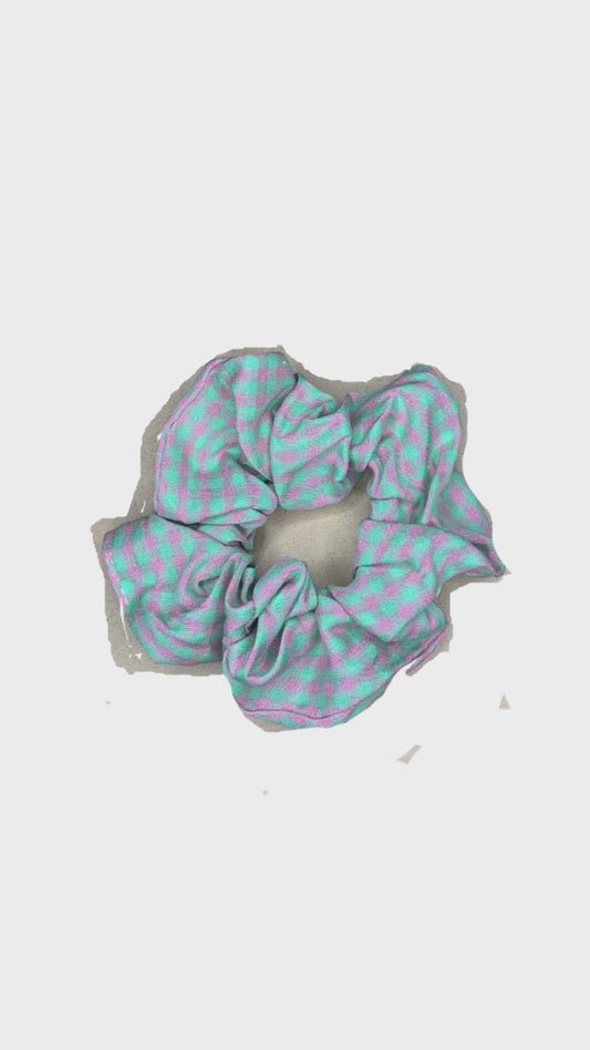 Blue Gingham Scrunchie Accessory